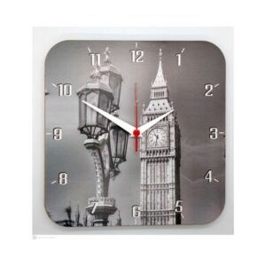 Relógio de Parede Quad MDF London Plasfort R-703B