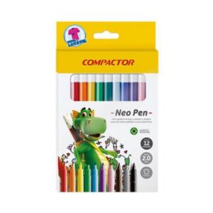 Pincel Compac Pen Gig12 Cores Pt/5 Fino R10065