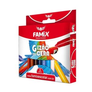 Gizão de Cera Redondo 12 Cores C/12 Famix R-FGC02