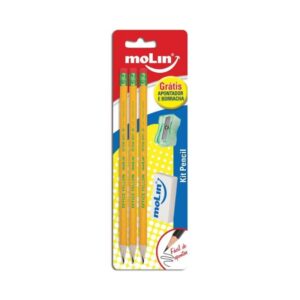 Kit Pencil 5Pçs Lapis+Apont+Borracha Molin R-13232