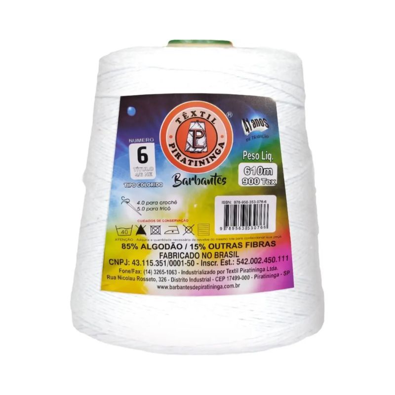 Barbante Branco 4/6 600g 610m Piratininga R-4125