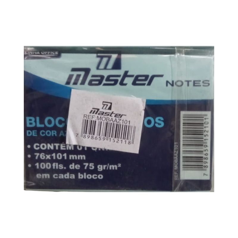 Bloco Adesivo 76X101 C/12 Azul Master R-MOBAAZ101