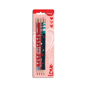 Lápis PT N°2 Love Heart C/Borr BT/4 Molin R-22845