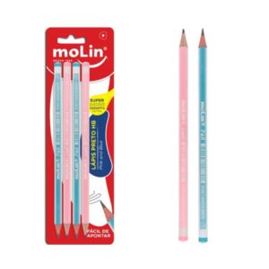 Lápis PT HB Pink and Blue BT/4 Molin R-13390