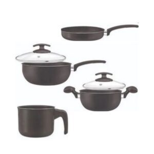 Conj Panela Fortaleza Black Tampa Vidro C/4 1304BL
