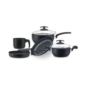 Conj Panela Fortaleza Black Tampa Vidro C/5 1345BL