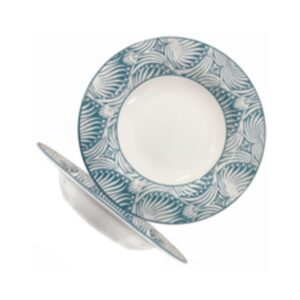 Prato Fundo Ceramic Blue Damask CX/24 Aleanza 1146