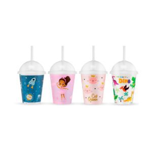 Copo Shake C/Canudo 360ml Decorado Jaguar R-4195