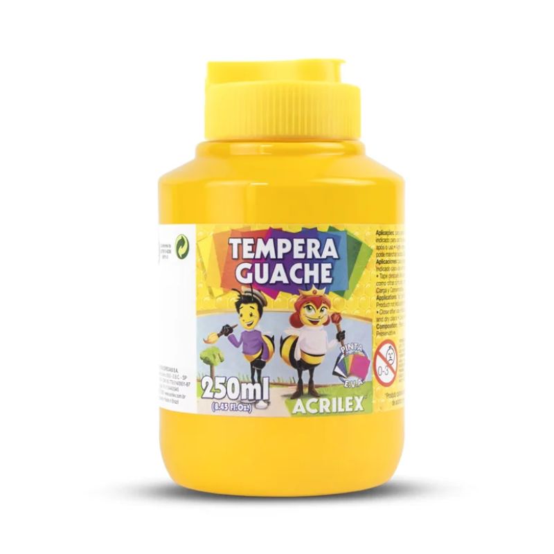 Tinta Guache 250ml Amarelo Ouro c/6 Acrilex R-505