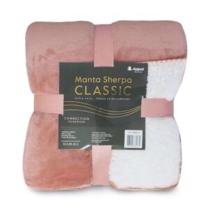 Manta Sherpa Classic Casal 1,80x2,20m Rosa Nectar