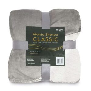 Manta Sherpa Classsic Casal 1,80x2,20m Cinza Alumi