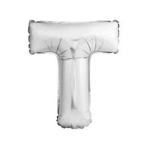Balão Metalizado 16x40cm Prata "T" C/6 R-8057