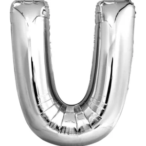 Balão Metalizado 16x40cm Prata "U" R-8058