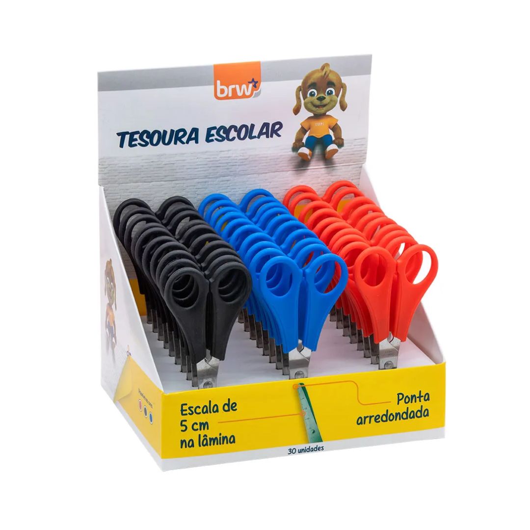 Tesoura Esc. Aço C/ Régua 13cm C/30 BRW R-TE1330