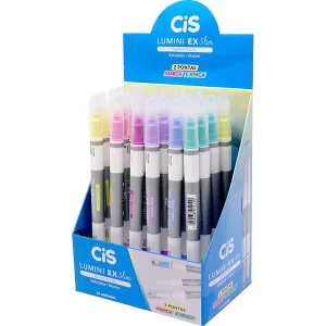 Caneta Marca Texto Lumini Ex Cis Marca/Apaga 2 Pontas C/24