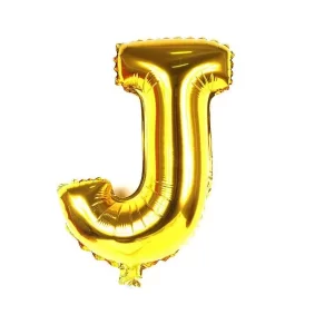 Balão Metalizado 16x40cm Dourado "J" R-8009