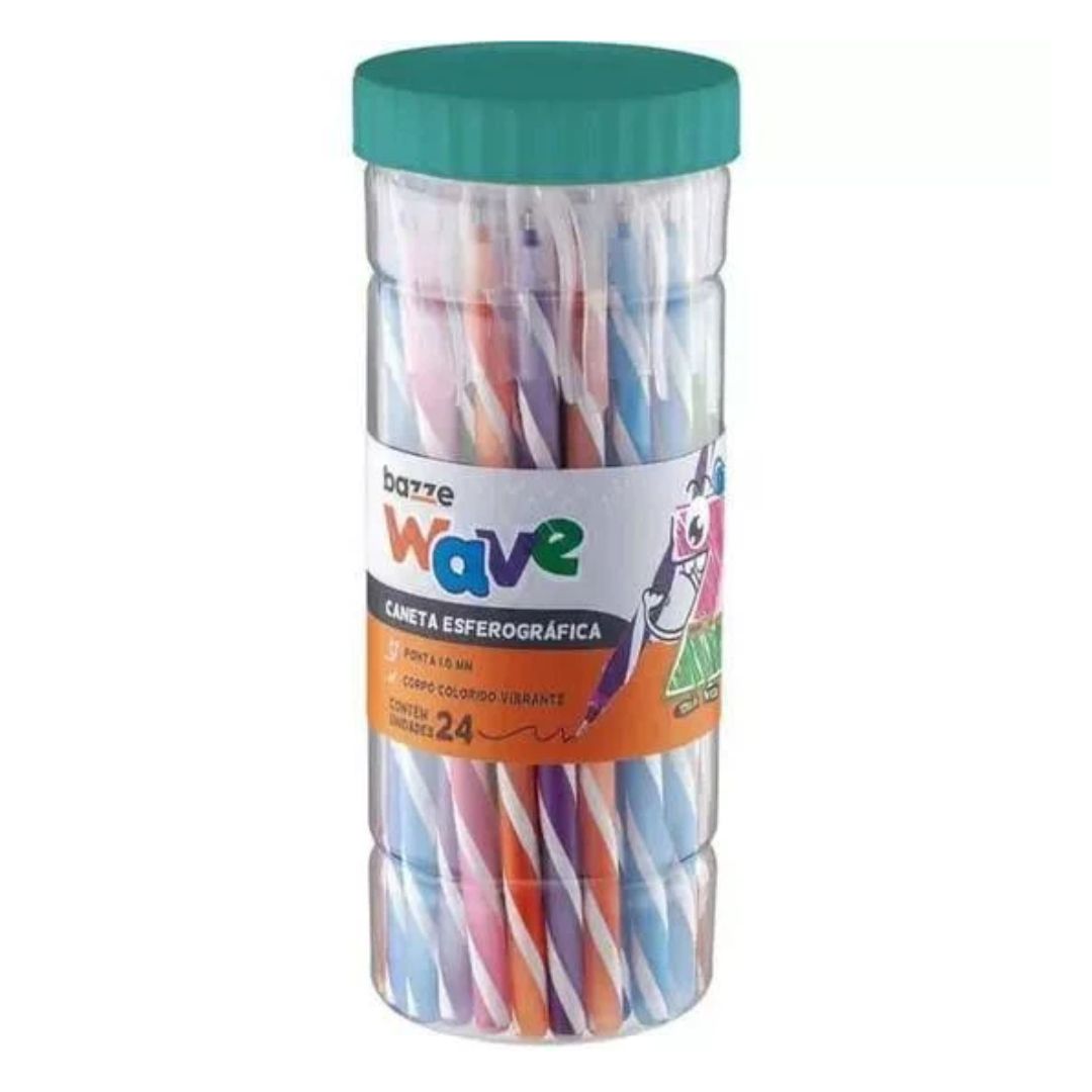 Caneta Esf. Wave Colorida 1.0 Bazze C/24 R-653358