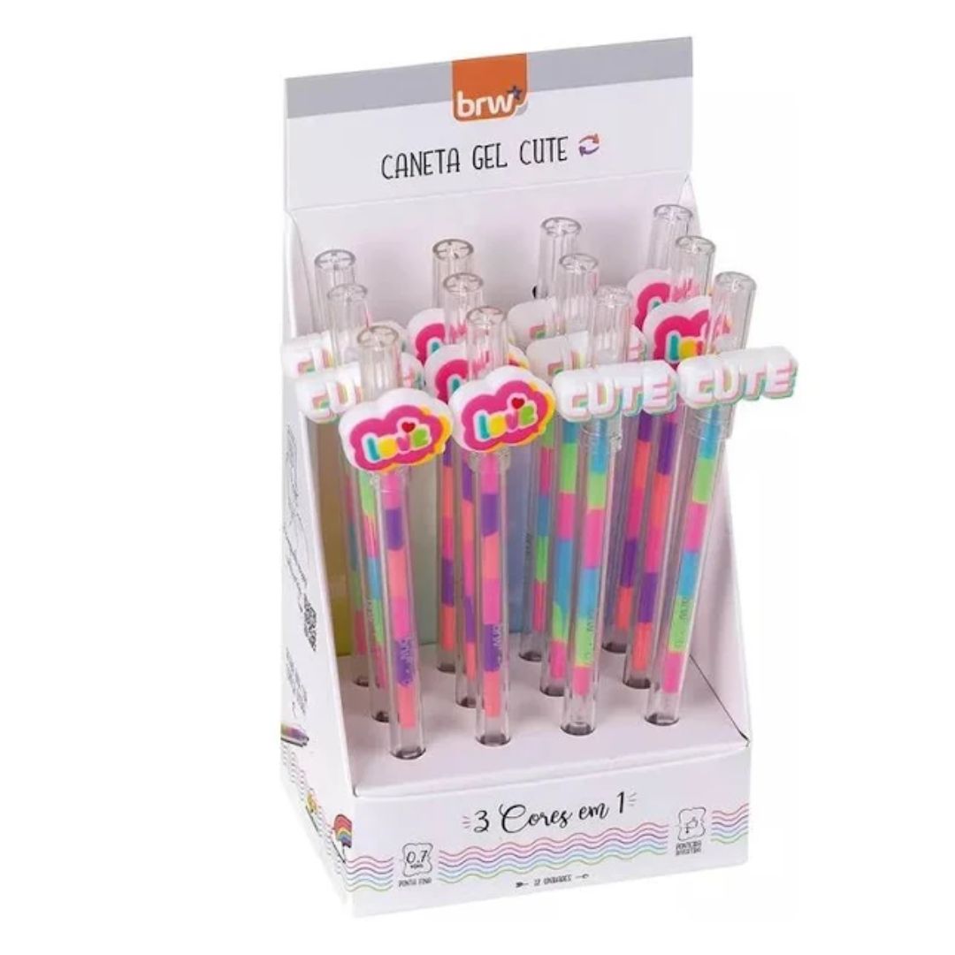 Caneta Esf. Cute 3 em 1 0.7 C/12 BRW R-CA0223