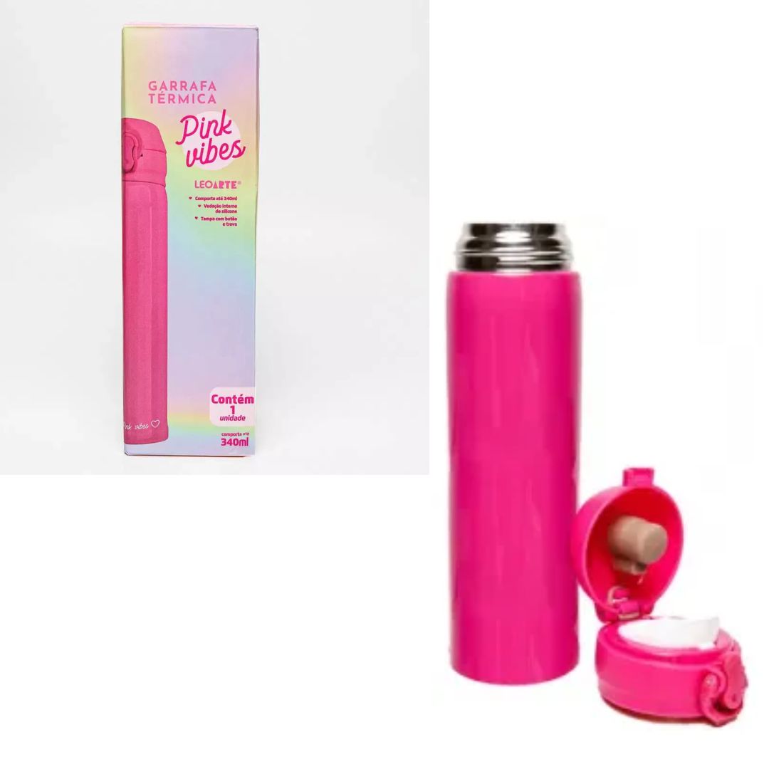 Garrafa Térmica Pink Vibes 340ml LeoArt R-97809