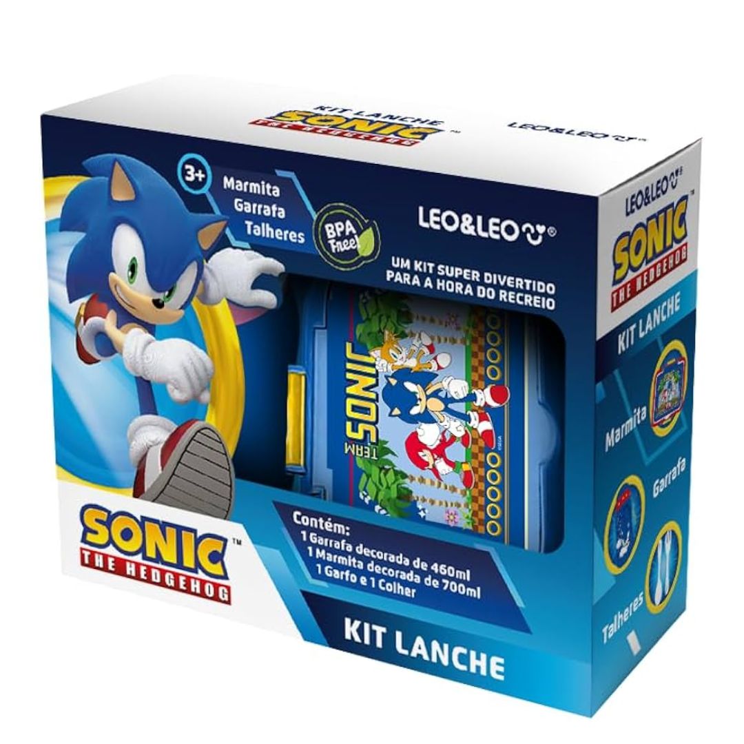 Kit Lanche Sonic Garrafa 460ml+Marmita Leo R-10260