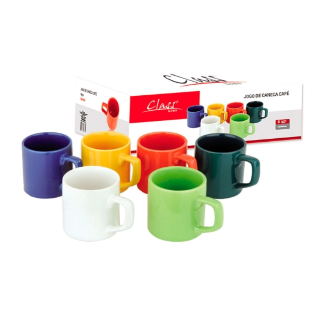 CJ Caneca Ceramica C/6 Cafe Colors 85ml Class H826