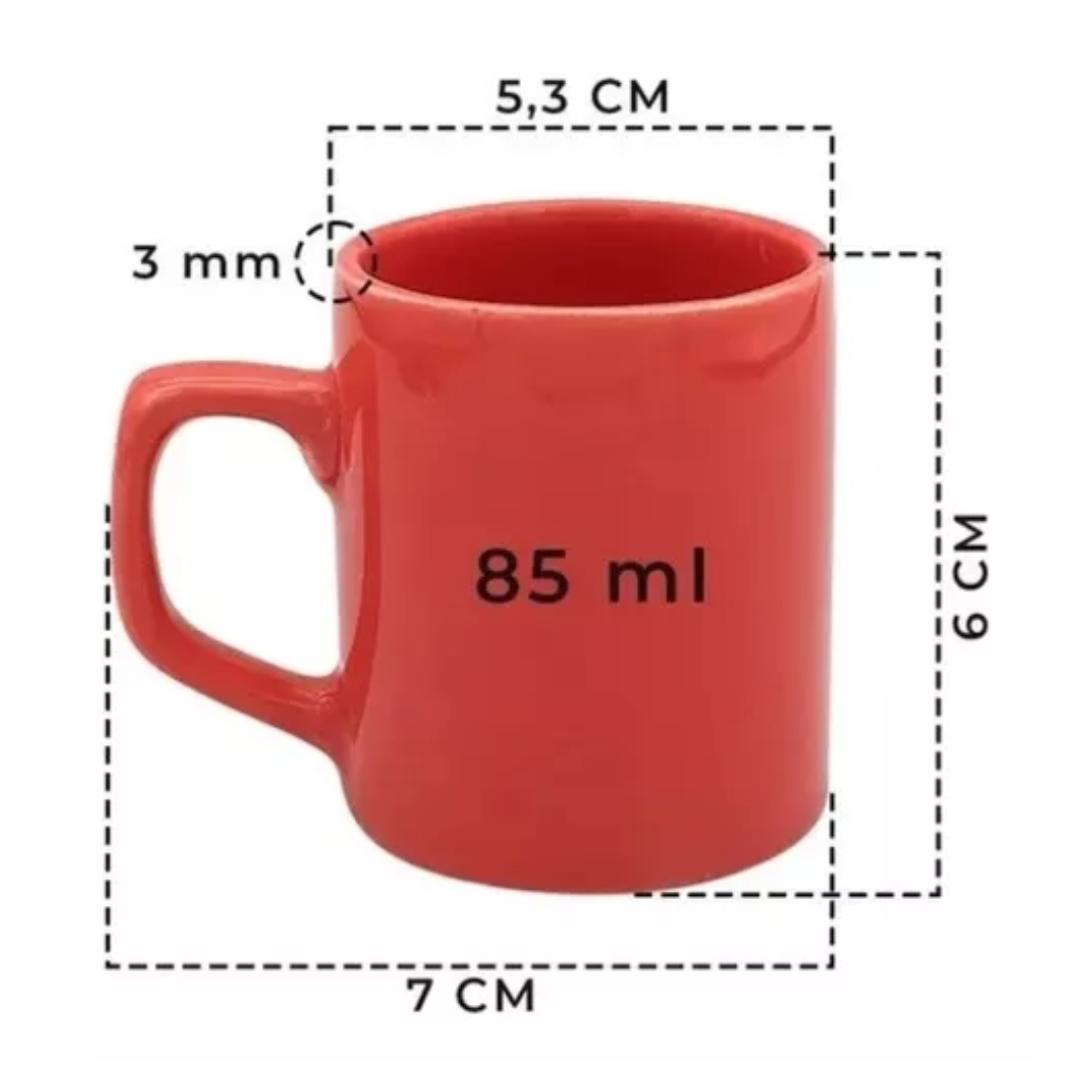 CJ Caneca Ceramica C/6 Cafe Colors 85ml Class H826 - Imagem 3