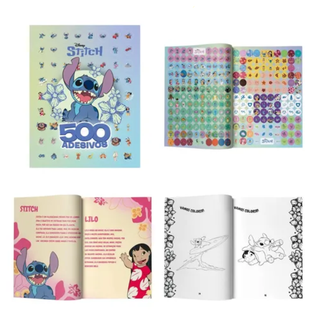 Livro Colorir C/500 Adesivos Stitch Culturama 8937 - Imagem 5