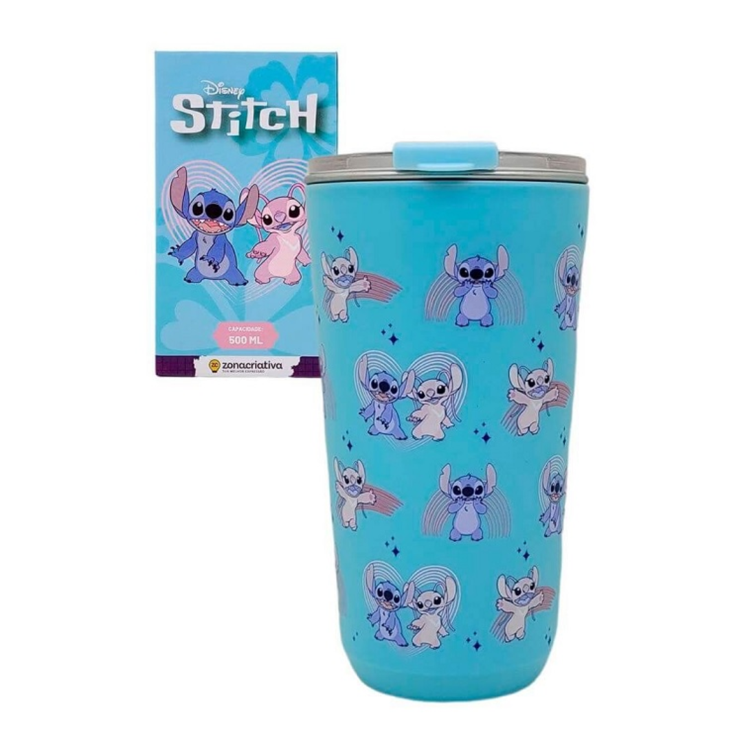 Copo tampa Stitch Love 500ml Zona Criati 10025652 - Imagem 2
