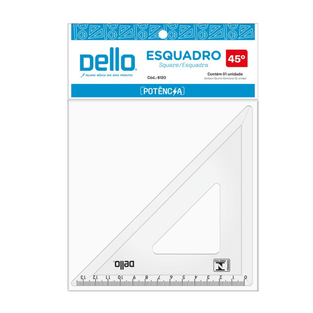 Esquadro 45° Cristal 13cm Dello R-8120. H.0200