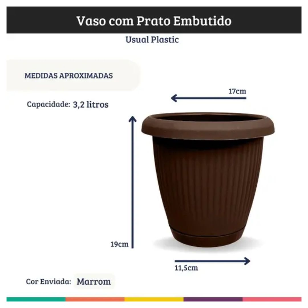 Vaso Prat Redondo 3,2L Marrom Usual R-898 - Imagem 2