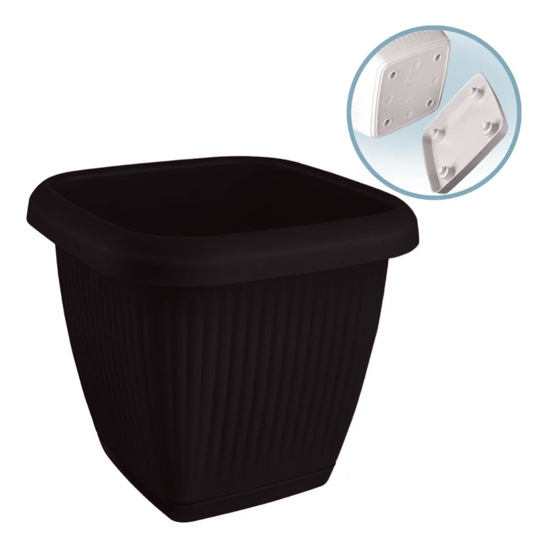 Vaso Prat Quadrado 9,6L Preto Usual R-960 - Imagem 2