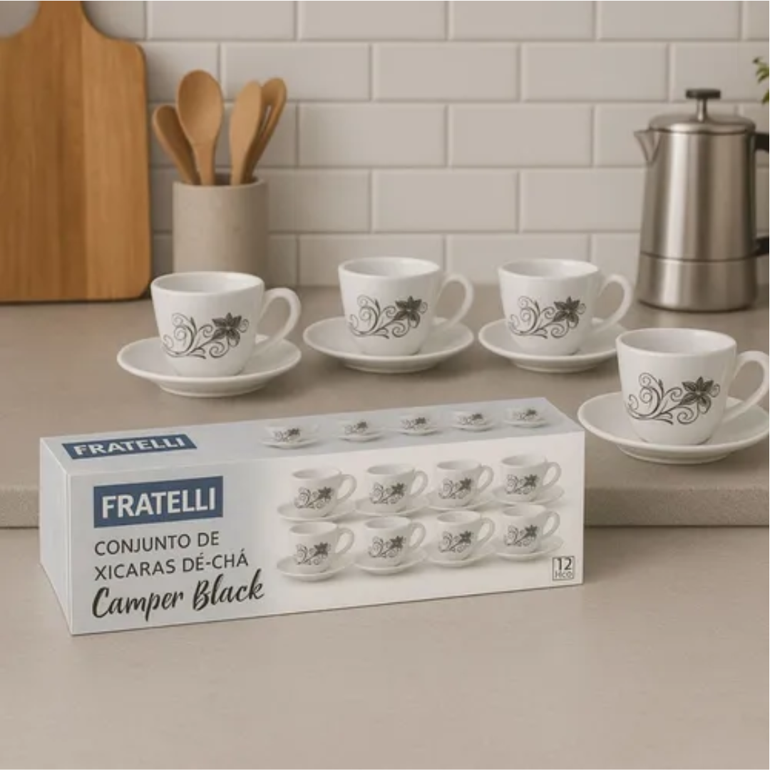 CJ Xicara Chá Camber Bl. 12pç 220ml Fratelli 40383 - Imagem 2