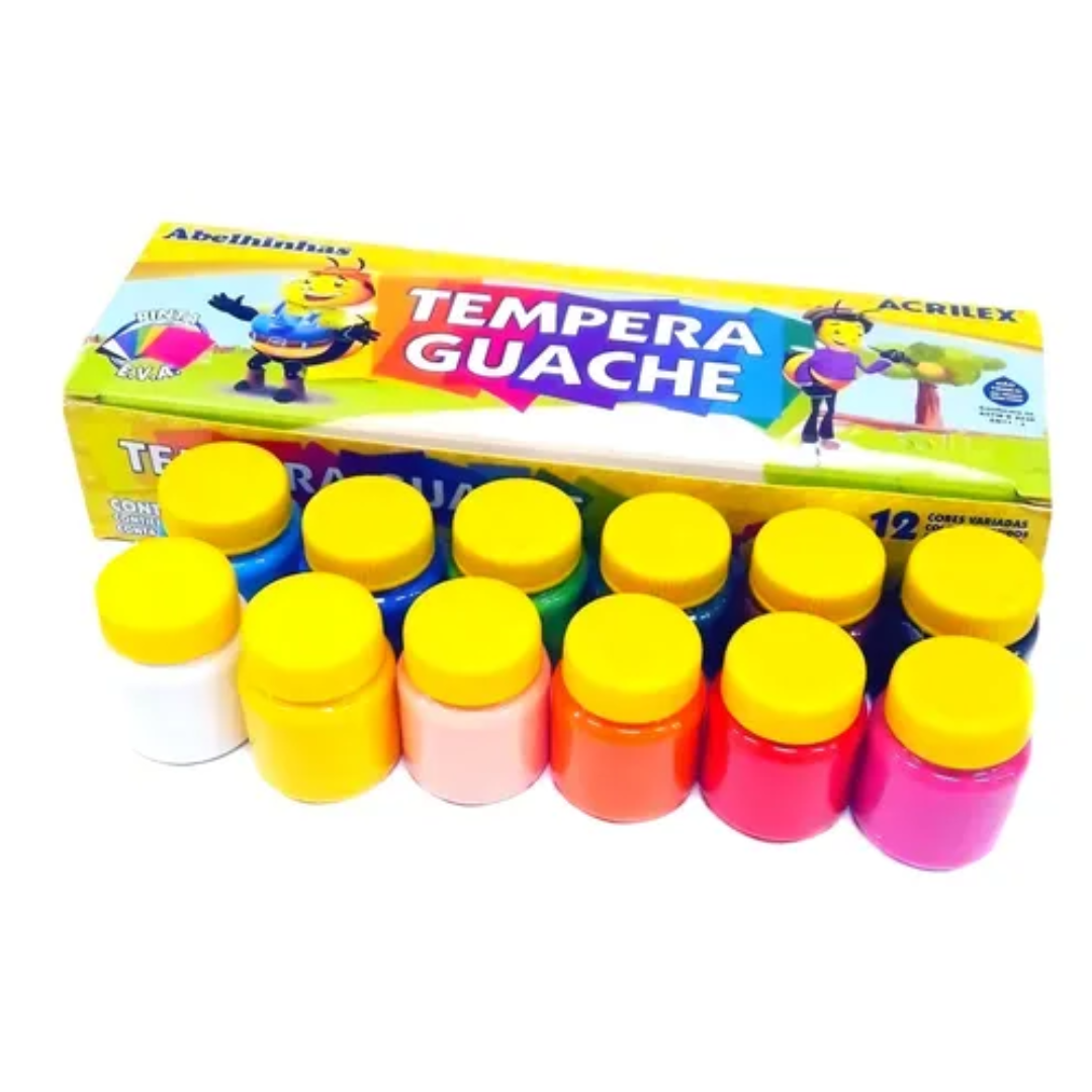 Tinta Guache 15ml 12 Cores Sort Acrilex 2012 CX1/6