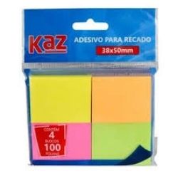 Bloco Anotação 38x50mm C/4 100F Neon Kaz R-KZ2005N